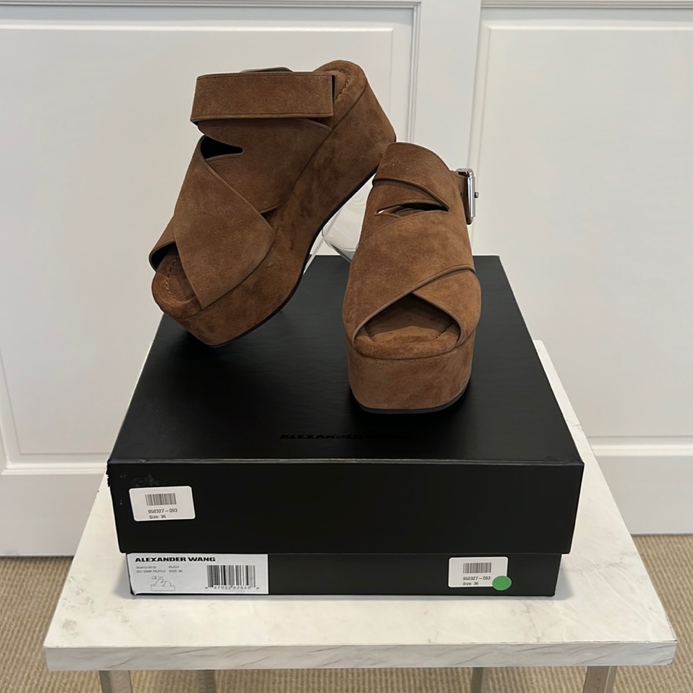 Alexander Wang Suede Ankle Strap Platform Sandals